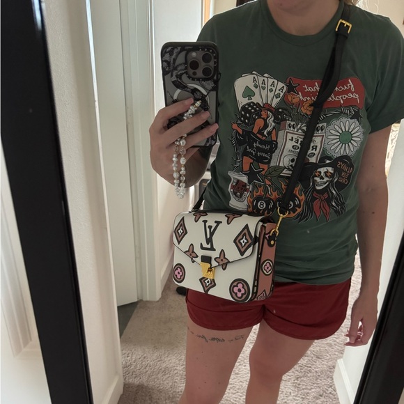 White and Pink Patterned Women's Bag - Picture 4 of 4